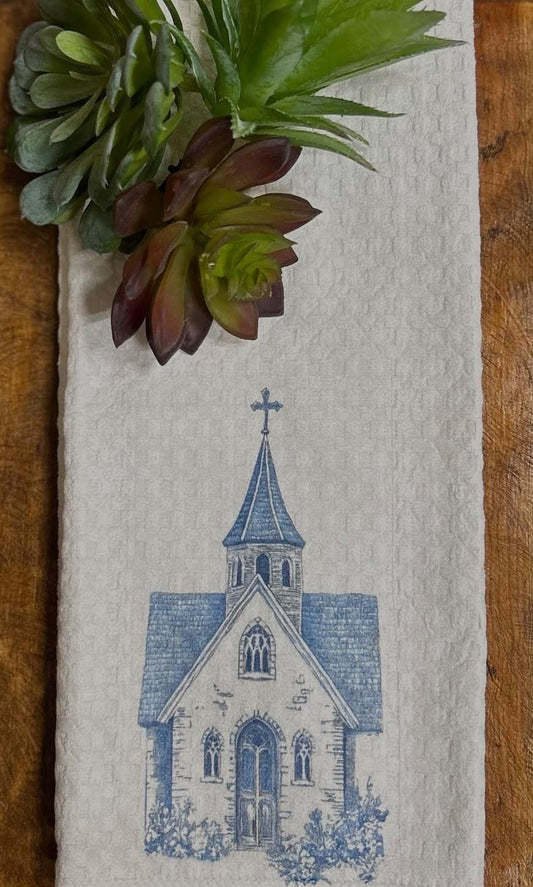 Blue Chinoiserie Church Tea Towel