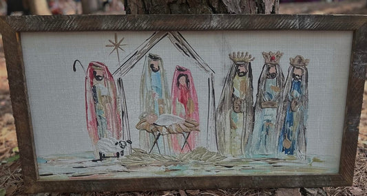 Colorful Nativity Framed Art