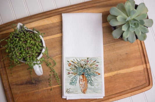 Carrot Floral Tea Towel