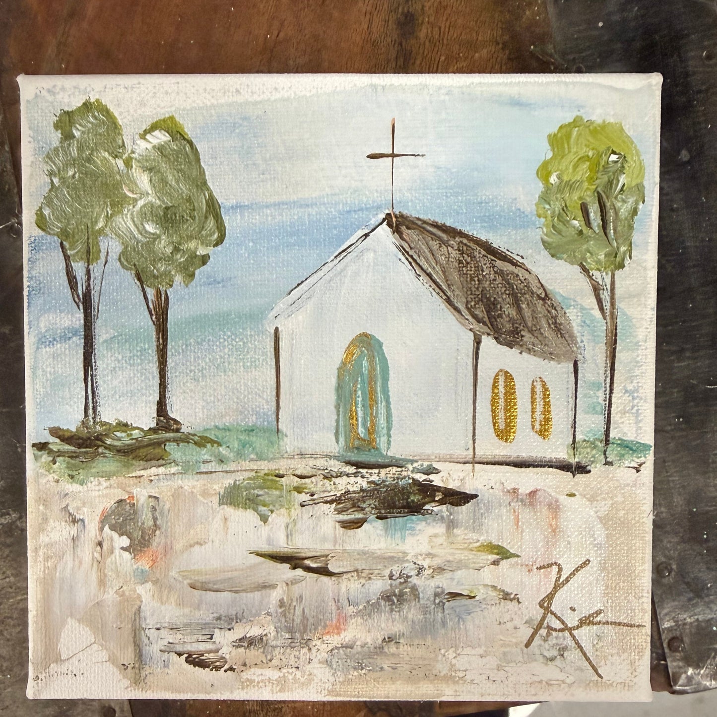 Teal Door Church 6x6 Block