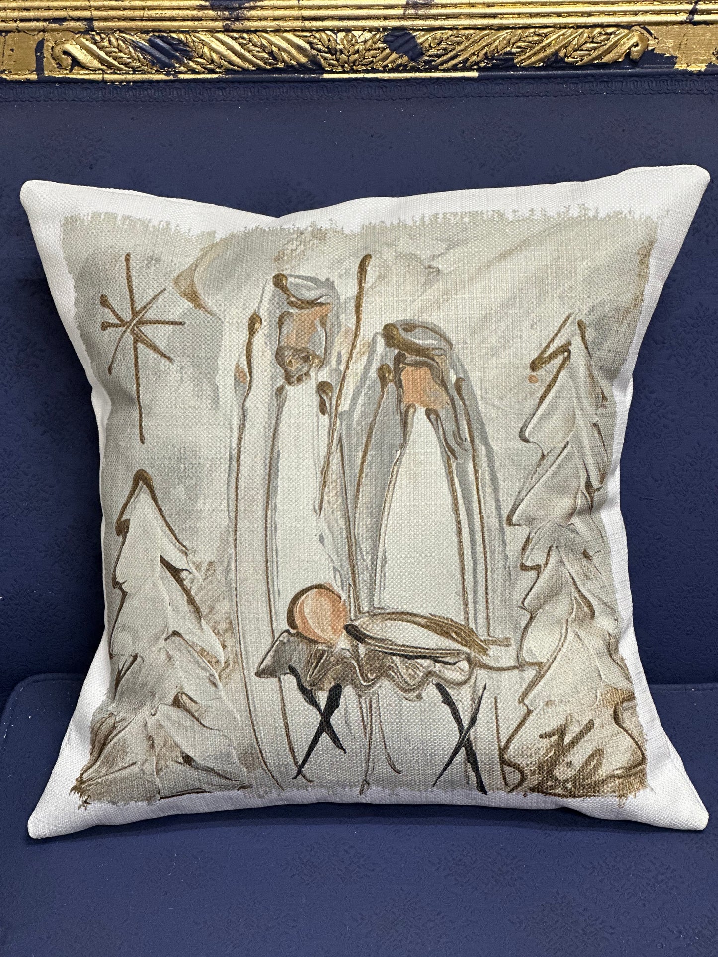 Gray Neutral Nativity  Pillow