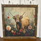 Highland Cow Floral Framed Art
