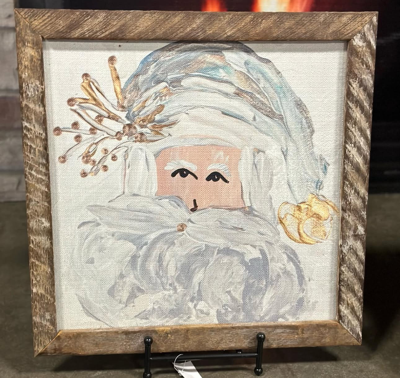 Teal Santa Framed Art