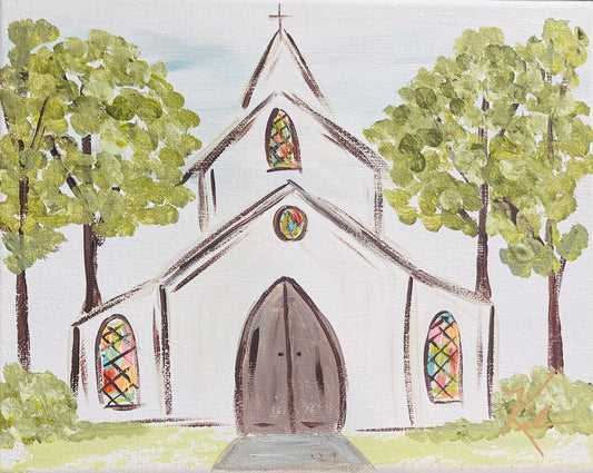 GA Watercolor Church Tea Towel