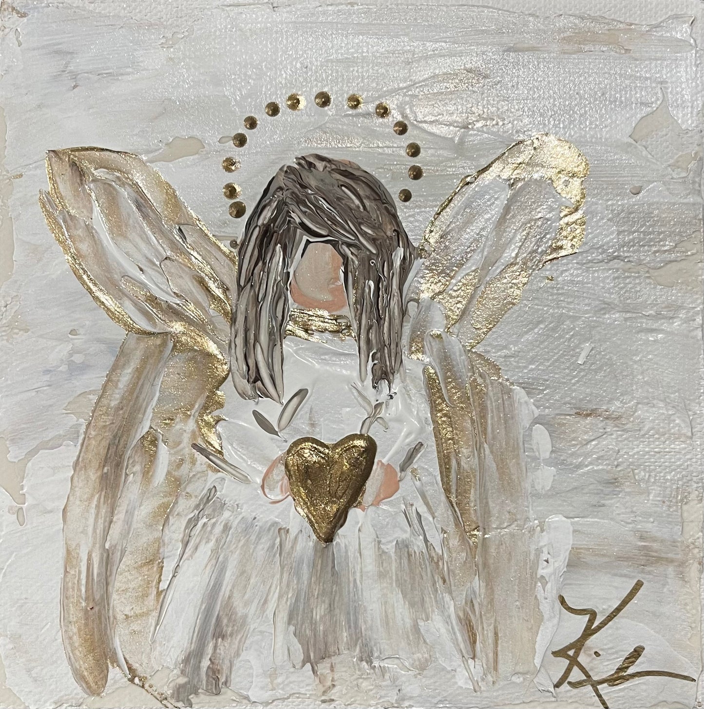 GA White and Gold Angel Tea Towel