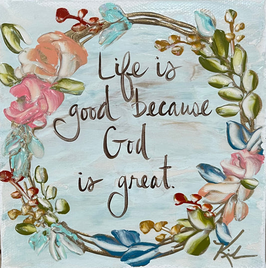 GA Life is Good Wreath Tea Towel