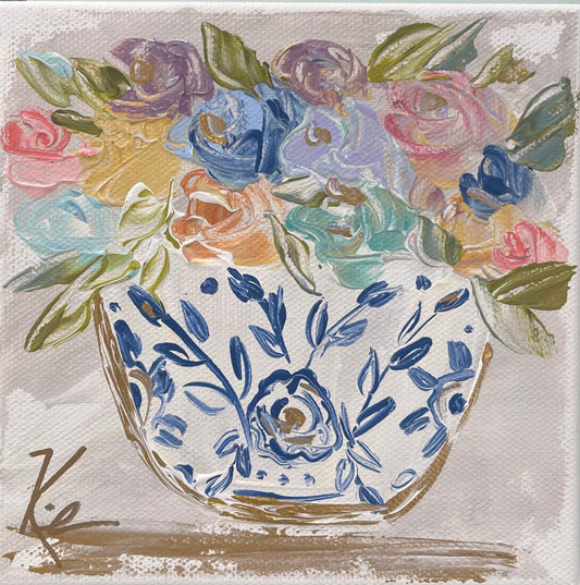 GA Blue Chinoiserie Rainbow Pillow