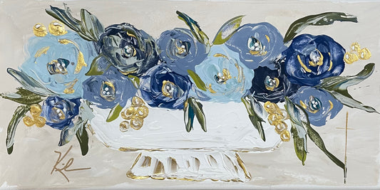 GA Shades of Blue Vase Tea Towel