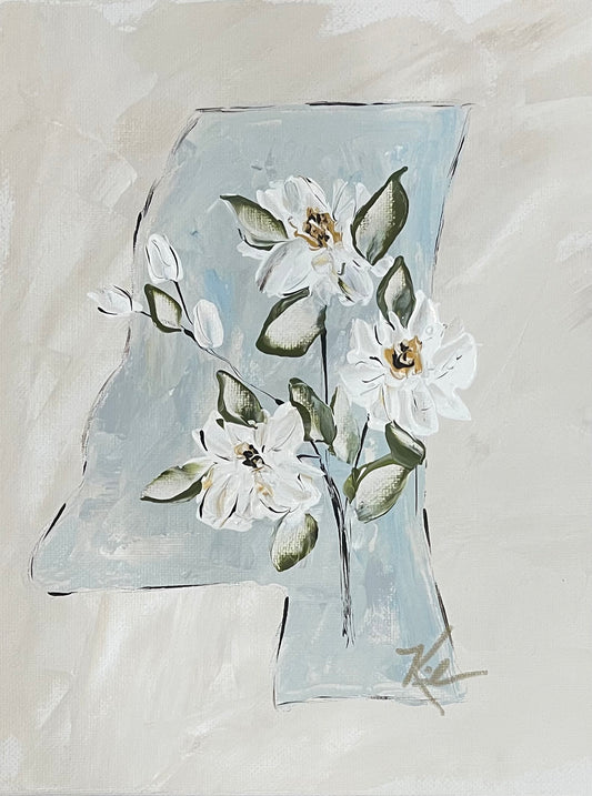 GA Mississippi with Flowers Pillow