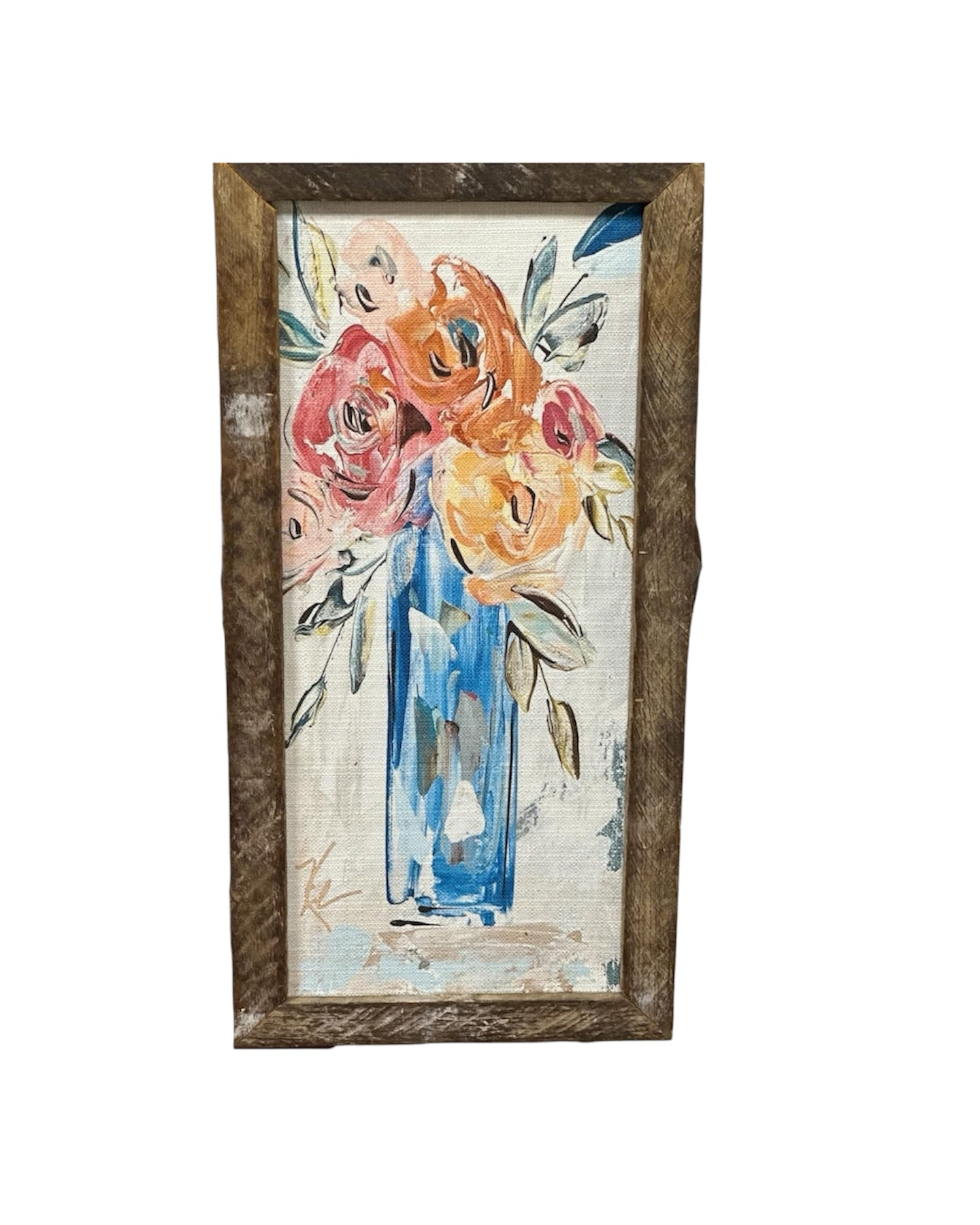 Blue Vase Colorful Flowers Framed Art